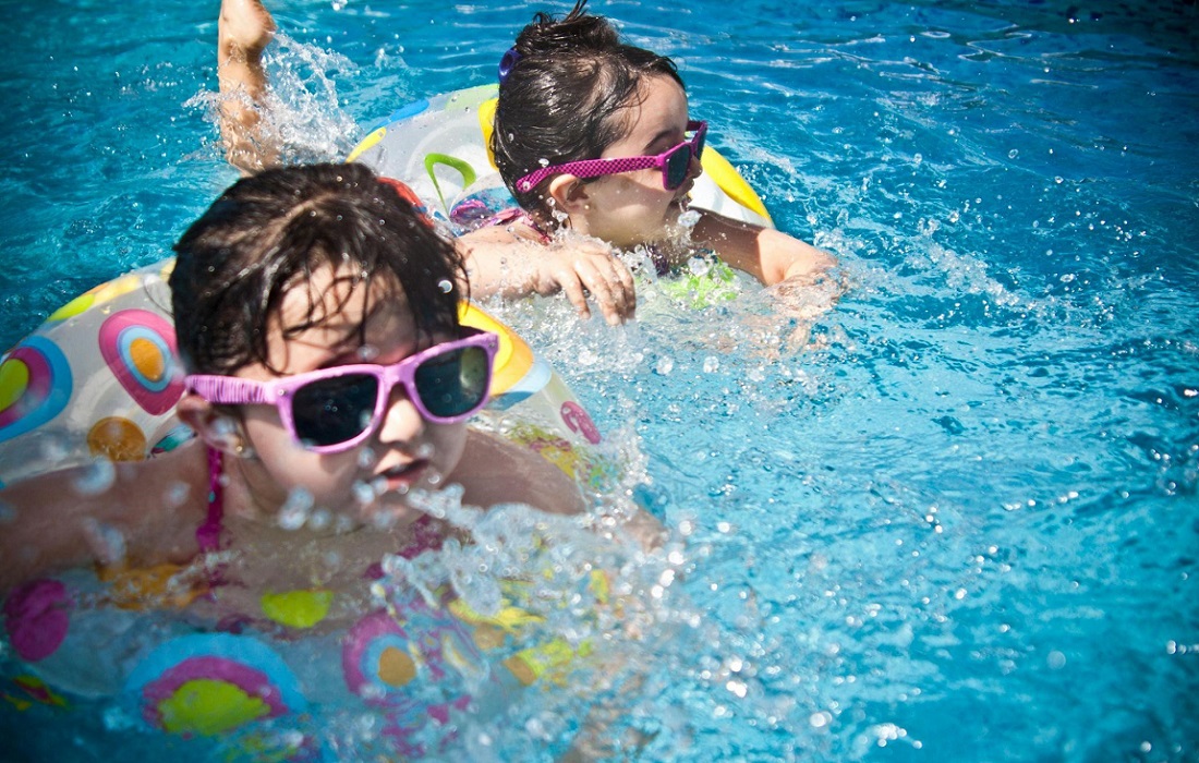Children activities in the pool